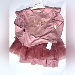 Disney Minnie Mouse Pink Ruffle 2 piece skirt set